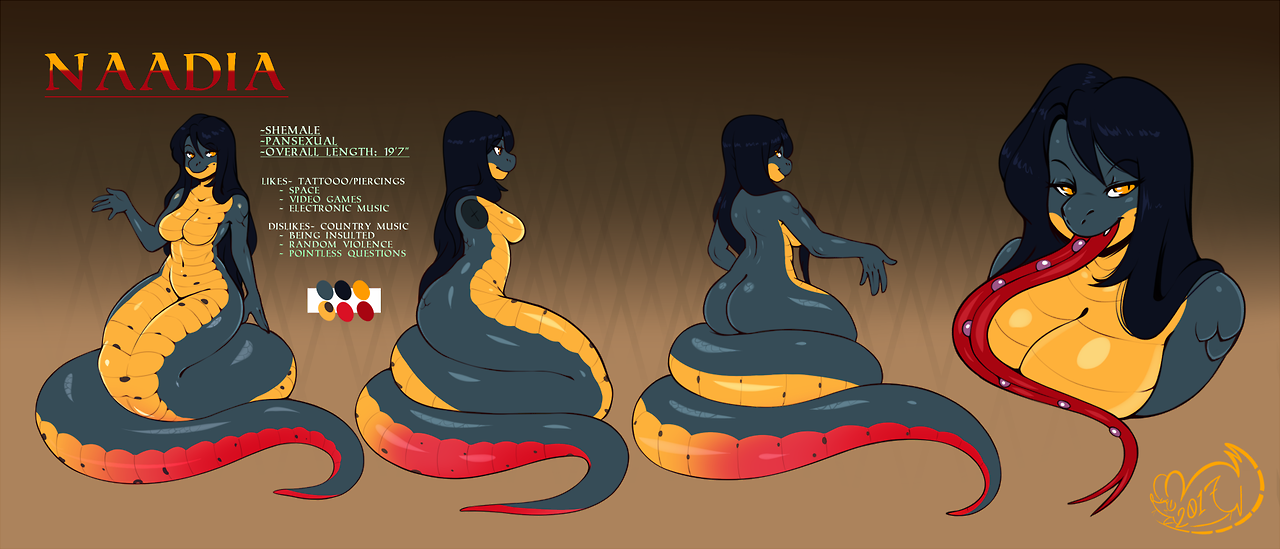 meganemausu: Ref Sheet for @dualburrito of their snake OC Naadia!
