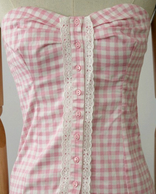 coquettefashion:Vintage ItemsCherry Tank | Cowgirl TeeGingham Dress | Playboy TankGingham Bustier | 