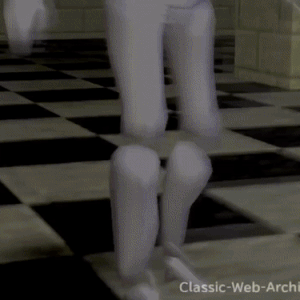 a set of five gifs showing 3d scenes of mannequin figures dancing uncannily. the fifth gif cuts away from the dancing to show a logo for "FSKY" with the tagline "server hosting og teknologi for deg".