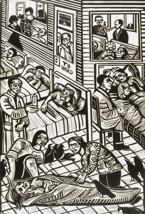 Emerging Infectious Diseases, Eric Avery, 1999Linocut35.06 x 23.69 in. (89.1 x 60.2 cm)Philadelphia 