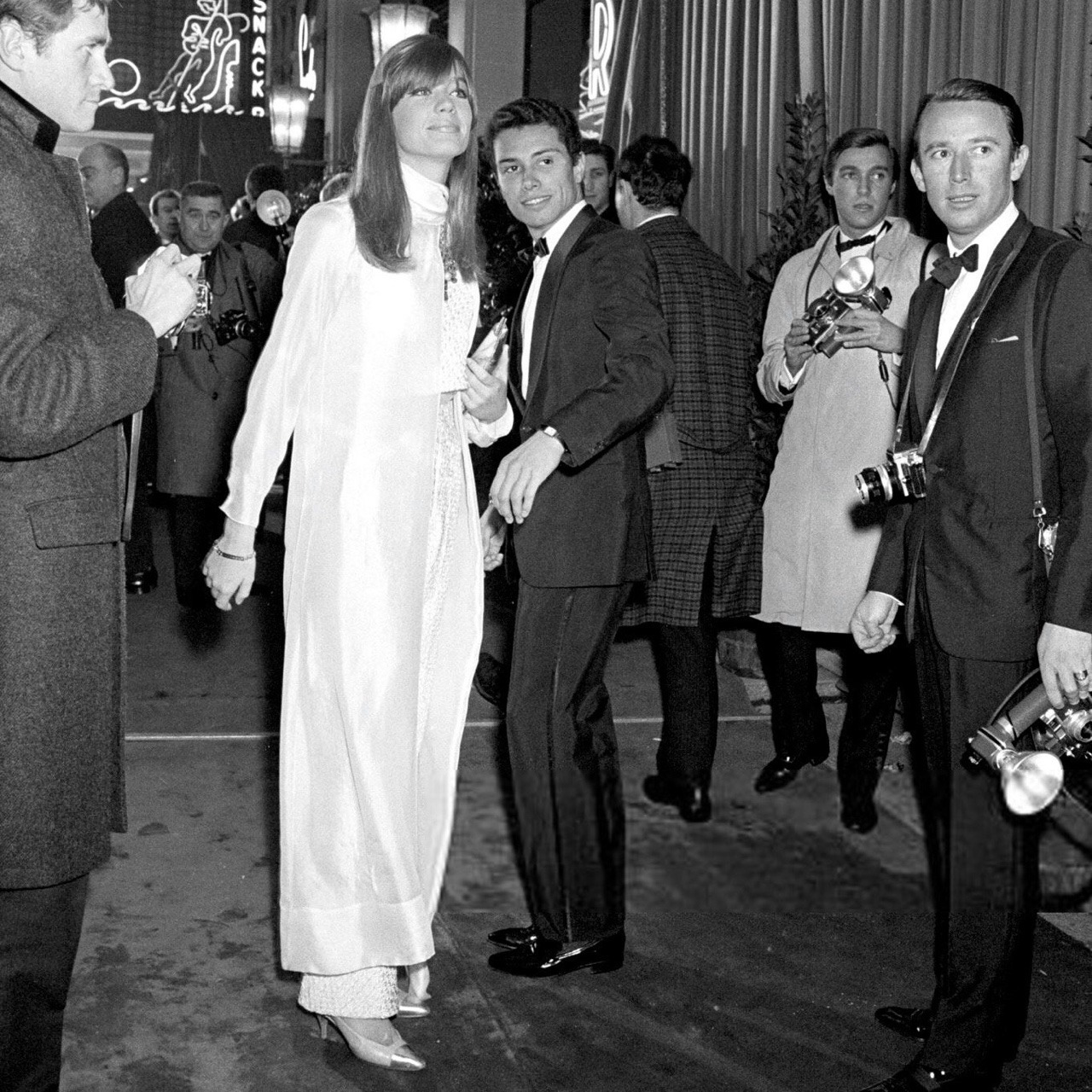 Sixties — Françoise Hardy and Jean-Marie Perrier arriving at...