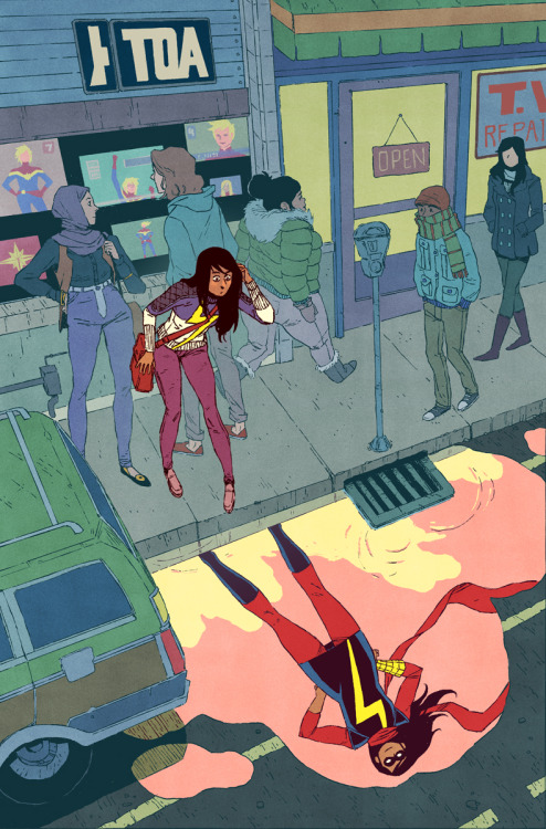 jakewyattriot:  I drew the cover for Ms Marvel 14! It was fun, I honestly miss drawing Kamala. Most sites are crediting it to Jake Parker (who is a fantastic artist) and those sites are wrong. I drew it. Me. (you can tell it was me because there’s an