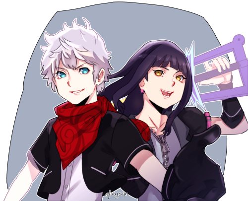 qbaysan:Ephemera and Skuld. I’ve got a thing for black hair x white haired characters. Heh.