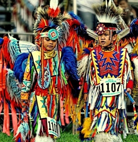 Native Americans Children At Julyamsh Powwow Festival In Coeur D'Alene, Idaho, USA
