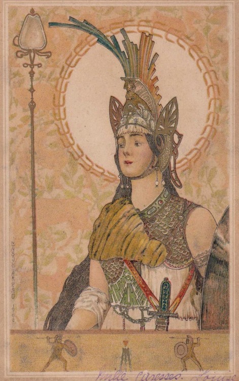 Árpád Basch (1873-1944, Budapest). Art nouveau style postcard series.