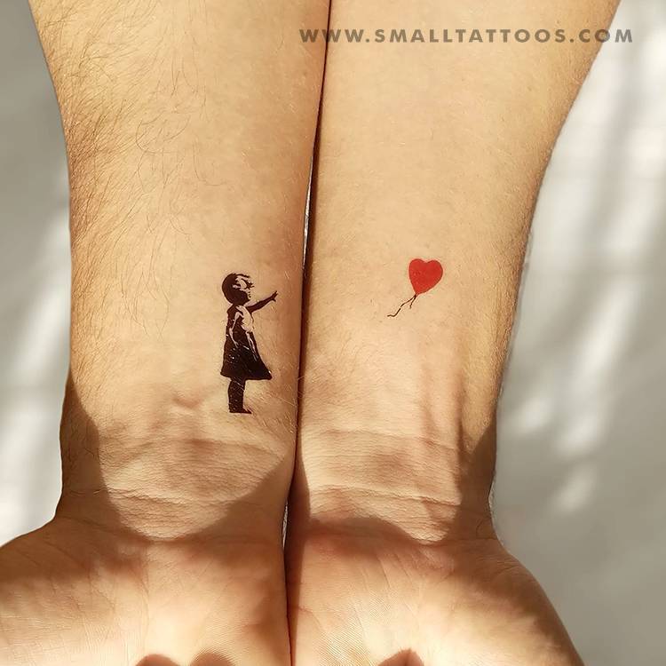Pequeños Tatuajes Tatuaje Temporal De La Niña Del Globo Rojo