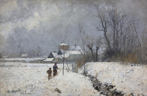 Paul Baum (1859-1932) - Weimar in the Winter. 1884. Oil on board.