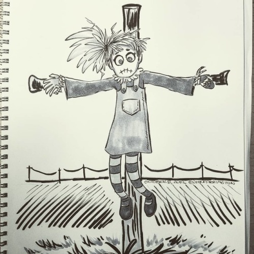 Inktober day 8! A frail scarecrow girl . . . . #inktober #inktober2019 #monstergirl #scarecrow #frai