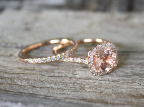 Black diamond wedding ring with pink