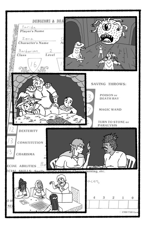 bikiniarmorbattledamage:  dungeonsdonuts:  Part 1 of my comic “My First Character”, a D&D inspired story of friends rolling dice together for the first time.  Not gonna lie, this is the first comic project I’ve done since I was in