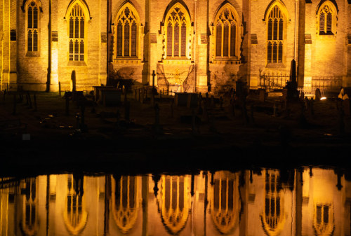 Heavenly Reflections by Lumenoid All Saints Church reflected in the Thames on a silent night in Marl
