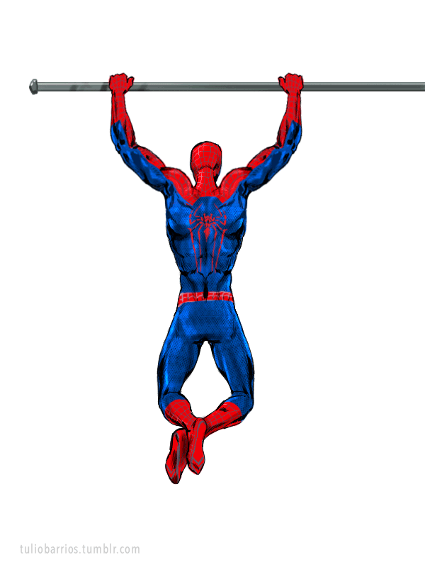 aiming-for-godlike:  bitefest:  tuliobarrios:  spiderman doing pullups  bc you don’t
