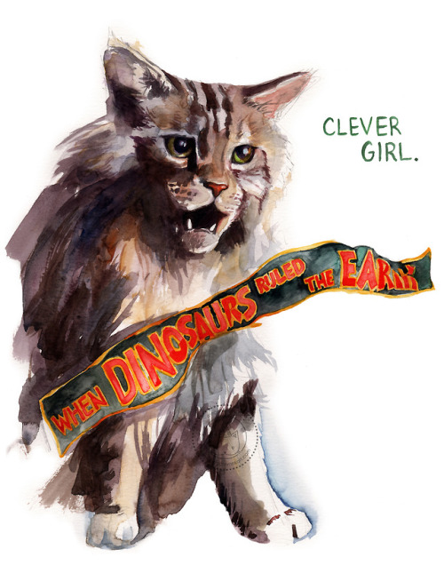 “Clever Girl”Cat / Jurassic Park fan art mashup I did a while back >^..^<