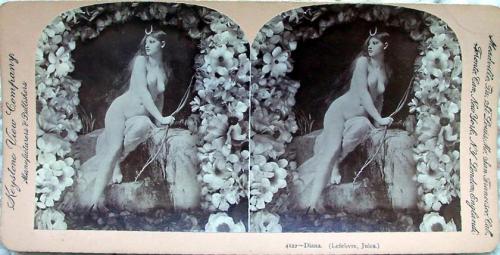 mercurieux:19th Century 3D stereo card, by the Keystone View Company (“Diana” 1879 by Lefebvre)