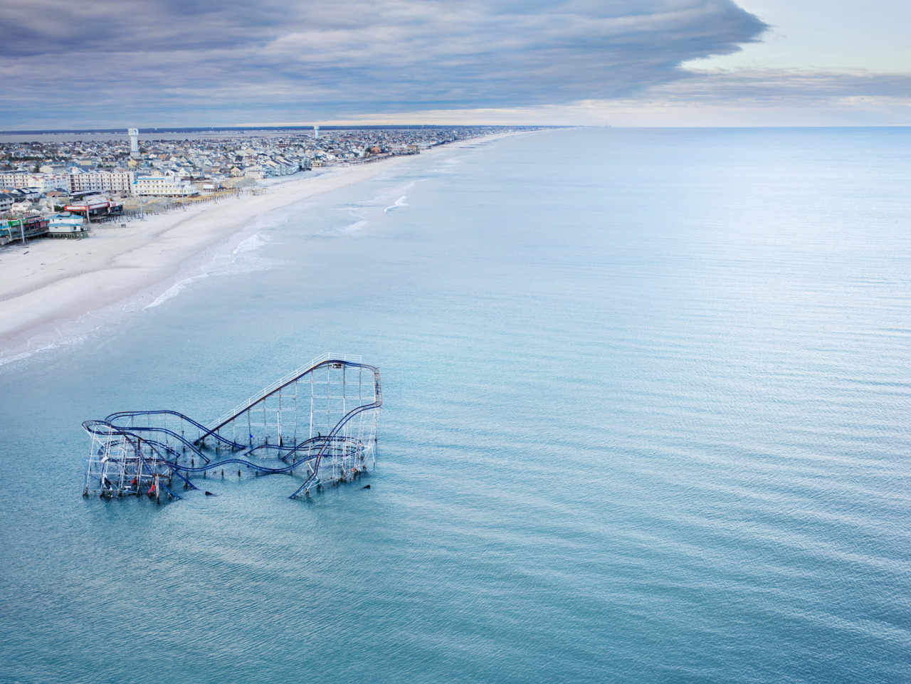 hogpig:  Nov. 4, 2012. In Seaside Heights, N.J., the Jet Star roller coaster at Casino