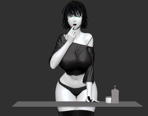 thegoldensmurf: thegoldensmurf:  3D Fubuki getting ready - WIP Based on Murata’s drawing. 360° video here:   Tried quickly to make some render test on keyshot, and while I was adding some materials, I randomly put the mirror one on the ground. Oh