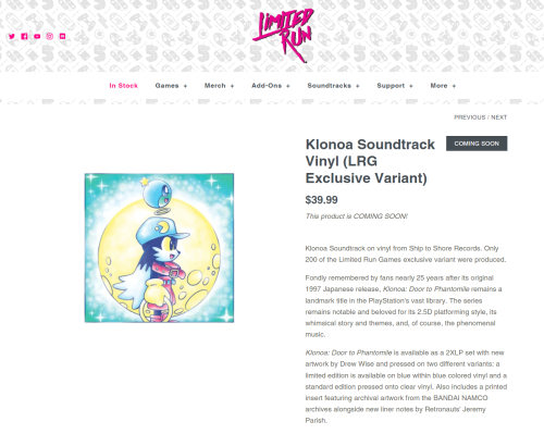 klonoa-at-blog:klonoa-at-blog:Limited Run Games will soon be selling the Klonoa: Door to Phantomile 