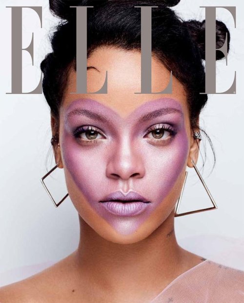 Rihanna on the Cover of Elle Magazine October Issue. Featuring FentyBeautyMatch Stix in shade #UNICO
