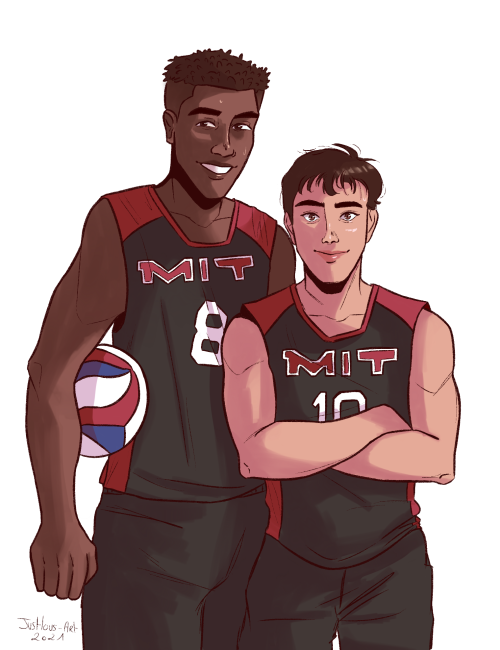 justlous-art:what if rhodey and tony joined MIT men’s volleyball team…..