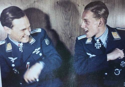 Future 197 Victory Ace Walter Krupinski And Future 352 Victory Ace Erich Hartmann After Receiving TheirEichenlaub(Oak