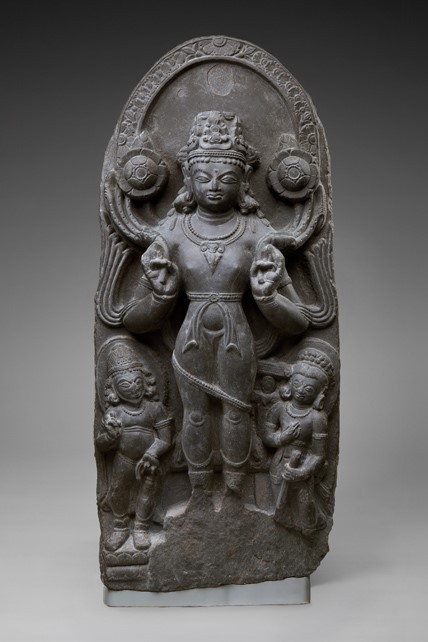 Surya flanked by Pingala and Danda circa 600 – 700 CE; Bihar 