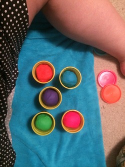 Daddy bought me my first set of play-doh!!!