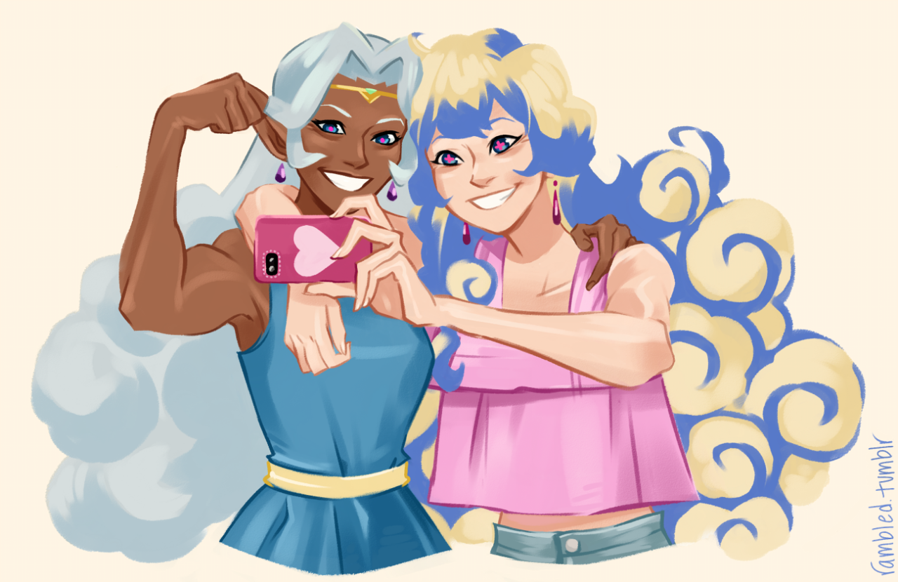 rambled:  just some blue-eyed, pink-pupiled, fluffy-haired space princess gals  😉