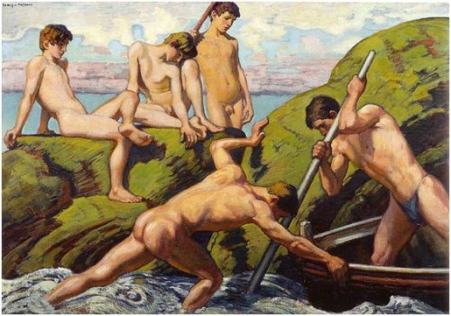 justineportraits: Ludwig von Hofmann    Naked Boatmen and Youths    ca1939