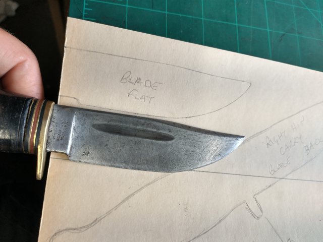 flat blade template for your bespoke leather knife sheath