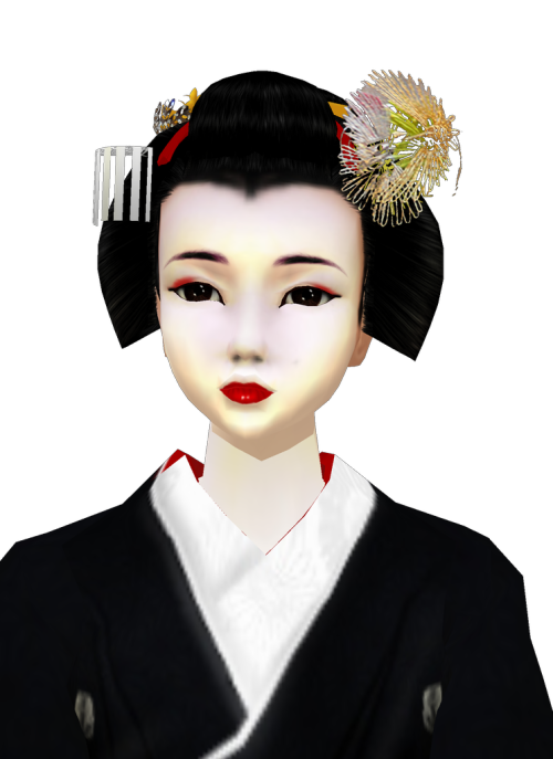 miyajimacho-imvu:Maiko Kimitae now wears yakko shimada and a formal black outfit - soon she will sta