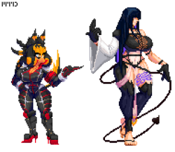 marthedog:    Was going for a Street Fighter 3 style for these sprites. The succubus belongs to my brother.  