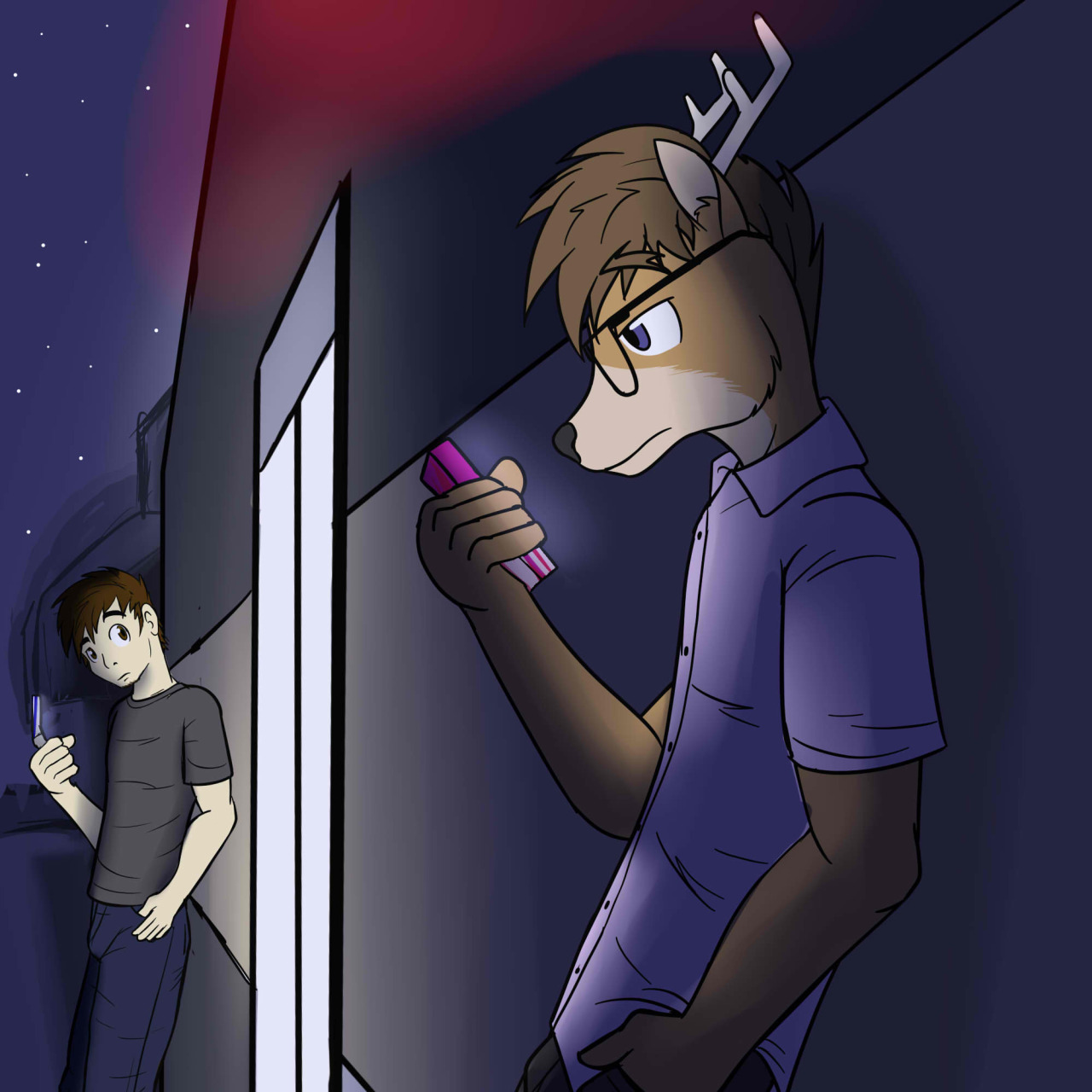 Texnatsu Scene Preview - Casey and [Rich]The two guys leaned against the building. 