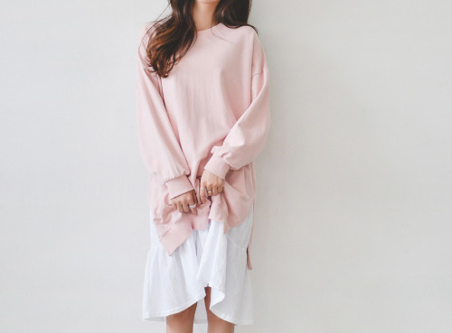 rosiitea:Ruffle-Hem Cotton Pullover Dress // US$ 38.32