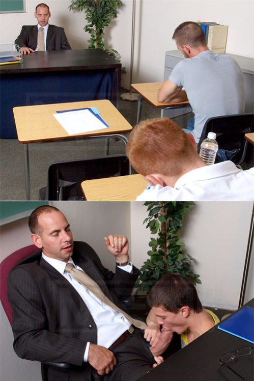 aguywholikesguys:  lance9x6:  gayporninspirations:  Tyler Sweet gets fucked by Girth Brooks in “Under The Desk Fun”  Reminds me wet dreams I had thinking of my Homeroom teacher in High School. Damn he had one hell of a bulge in his pants.  Follow