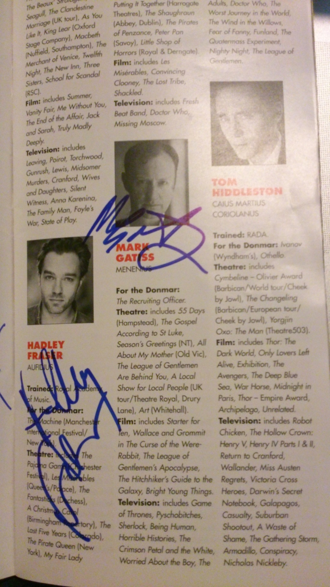 sherlocksmoustache:  GIVEAWAY  Programme for Coriolanus - signed by: Tom Hiddleston