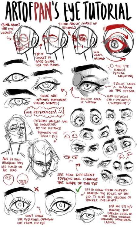 claytonbartonart:    Eye sockets, eye lids, eye ballz! You’ll see it all in this nifty tut by Art of Pan - http://artofpan.deviantart.com/art/Eye-Tutorial-568196770   