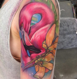 tattooideas123:  Radiant Flamingohttp://tattooideas247.com/flamingo-arm/