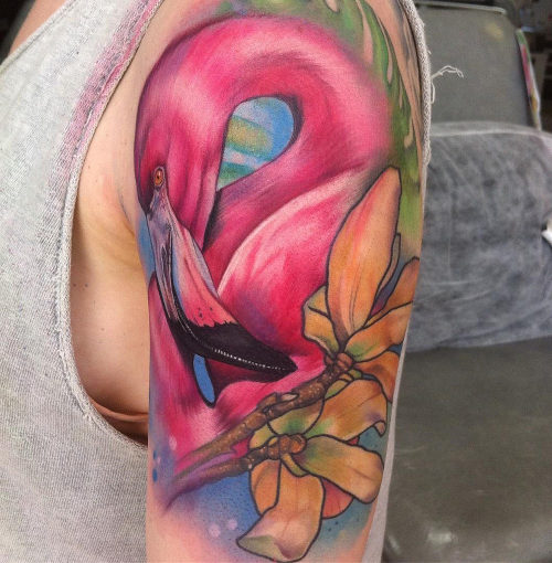 Porn Pics tattooideas123:  Radiant Flamingohttp://tattooideas247.com/flamingo-arm/