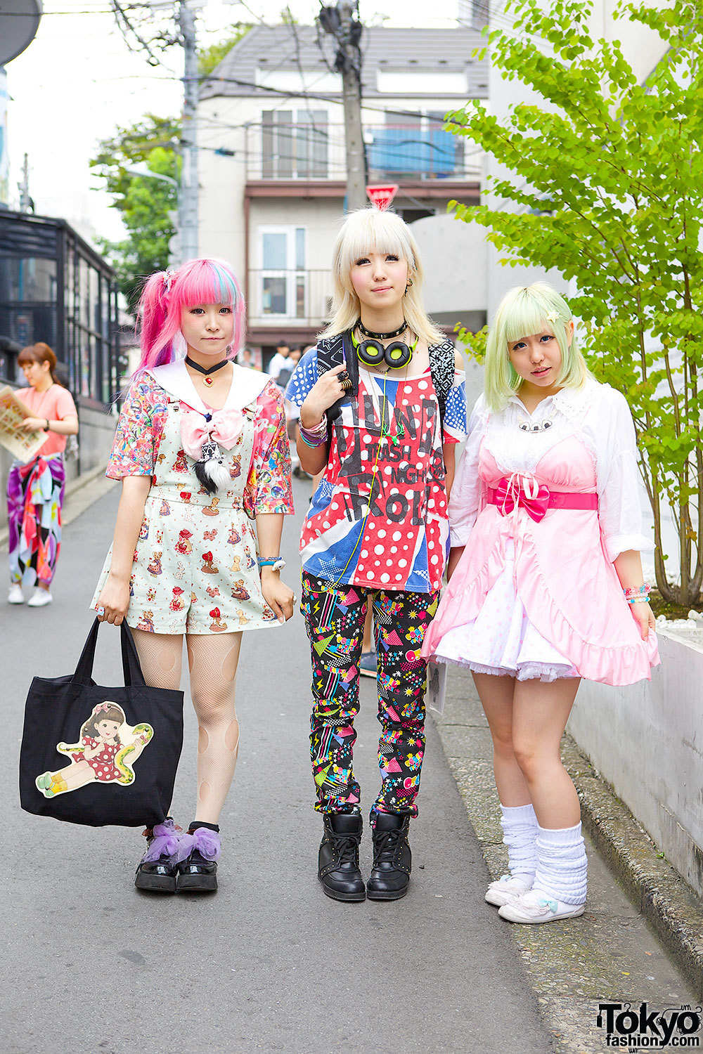 tokyo-fashion:Colomo, Kanae &amp; Maro (left to right) on the street in Harajuku