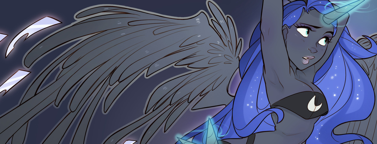 skirtzzz: Celestia, Luna, and Night Mare Moon in the special Dresspheres: Machina