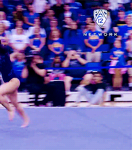 twoflipstwotwists: Katelyn Ohashi debuts a new tumbling pass on floor at 2018 Meet the Bruins