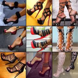 ideservenewshoesblog:  Sexy Black Thin High Heel Hollow Plus Size Sandals 