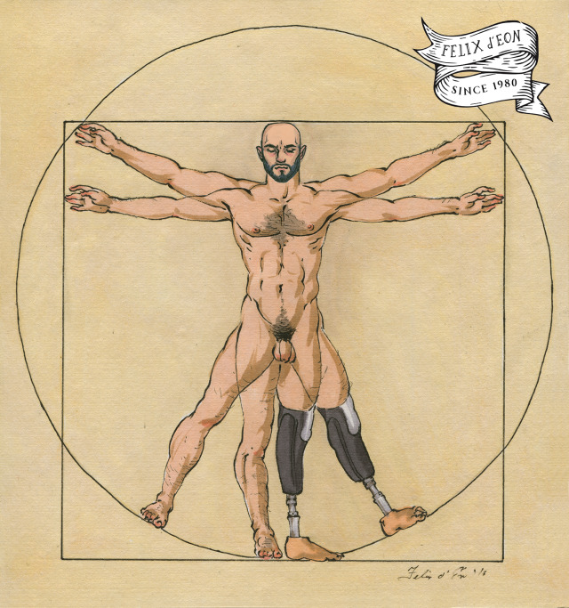 "Vitruvian Man." I had a request from the handsome @flittergaggot (instagram account) to paint a disabled Vitruvian Man...