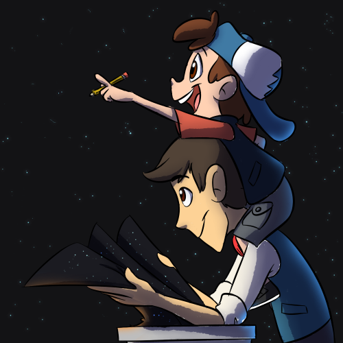 imaginashon:  Was just thinking earlier of the ways I like playing with Wirt and Dipper’s friendship in ToonZ and in the OTGW/GF crossover thing. In ToonZ, Wirt’s Dipper’s first outside-studio toon friend in which he can confide and goof off with