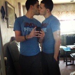 fuckyeahgaycouples:  I was scrolling through my photos and saw this picture that my boyfriend and I (left) took about 6 months ago after we bought these shirts. We’ve been together for almost 2 years now and I love him more than I could explain. undeniabl