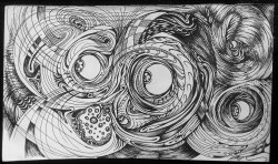 Convex Vision ~ Original Ink Illustration (Lines Curve Warped Spirals of Eternity, Yin and Yang Dance in the Spinning Motion of Our Gravity)