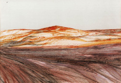 blastedheath:  Sidney Nolan (Australian, 1917-1992), Untitled (Central Australian Landscape). Mixed media on paper, 51 x 75 cm.