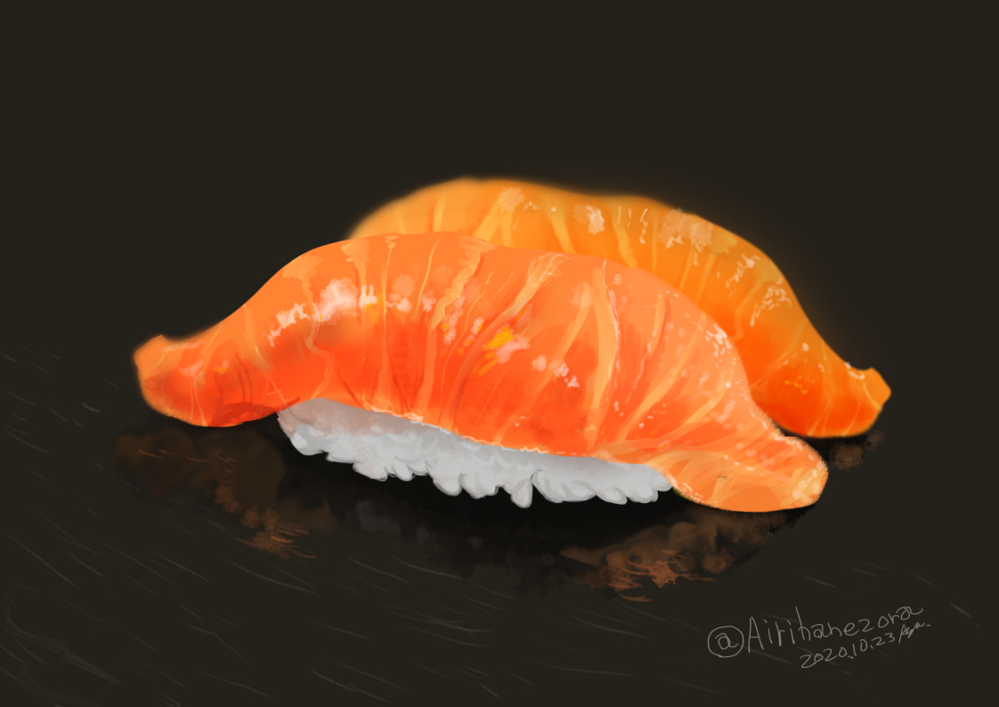 Airi Artgallery Illust Sushi Salmon イラストの寿司 サーモン