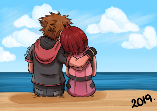 samantha-scribbles:REDRAW TIME A very much needed redraw of Sora and Kairi on the beach. I was quite