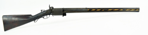 Rare double barrel Bllinghurst revolving rifle/shotgun. Top barrel is .40 caliber, bottom is 12 gaug